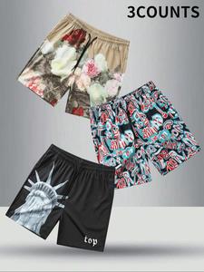 Men's Graphic Print Shorts, Casual Comfy Breathable Shorts, Men's Bottoms for Summer
