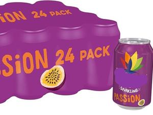 24 Pack Sparkling Passion Flavoured Fizzy Drink with Real Fruit Juice, Handpicked Fruits for a Temptingly Intense Taste "Made of Different Stuff" - 24 x 330ml Cans