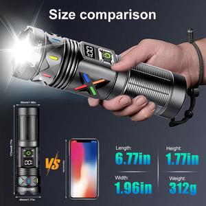 VASTFIRE LS702 Rechargeable LED Flashlight,5 Modes White Laser Flashlight Telescopic Zoom Tactical Torch,5000Lumens Long Range Light Beam,Digital Power Display with 6600mAh High Capacity battery