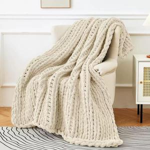 Solid Color Knit Throw Blanket, 1 Count Soft Comfortable Throw Blanket, Large Rope Knot Throw Blanket for Couch Home Decor