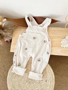 Baby's Floral Embroidery Overalls, Cute Comfy Sleeveless Jumpsuit for Infant Toddler Kids, Newborn Baby Clothing for Spring & Fall, Infant Toddler Clothes
