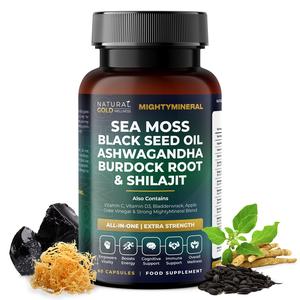 MightyMineral - Shilajit 4000MG, Sea Moss 8000MG, Ashwagandha 2000MG, Black Seed 3000MG, Burdock Root 2000MG | 5 IN 1 | ALL-IN-ONE | Optimum Healthcare Edible Dietary Natural Wellness & Fitness Supplement Potent Capsules- Vegan by NGW - Big Sale Offer