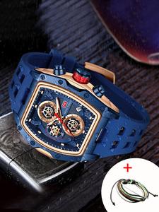 Men's Sporty Barrel Shaped Quartz Watch, Fashionable Luminous Waterproof Watch with Silicone Strap, Trendy Watch with Date Display Function for Daily Life, with Box Luxury Watches for Men