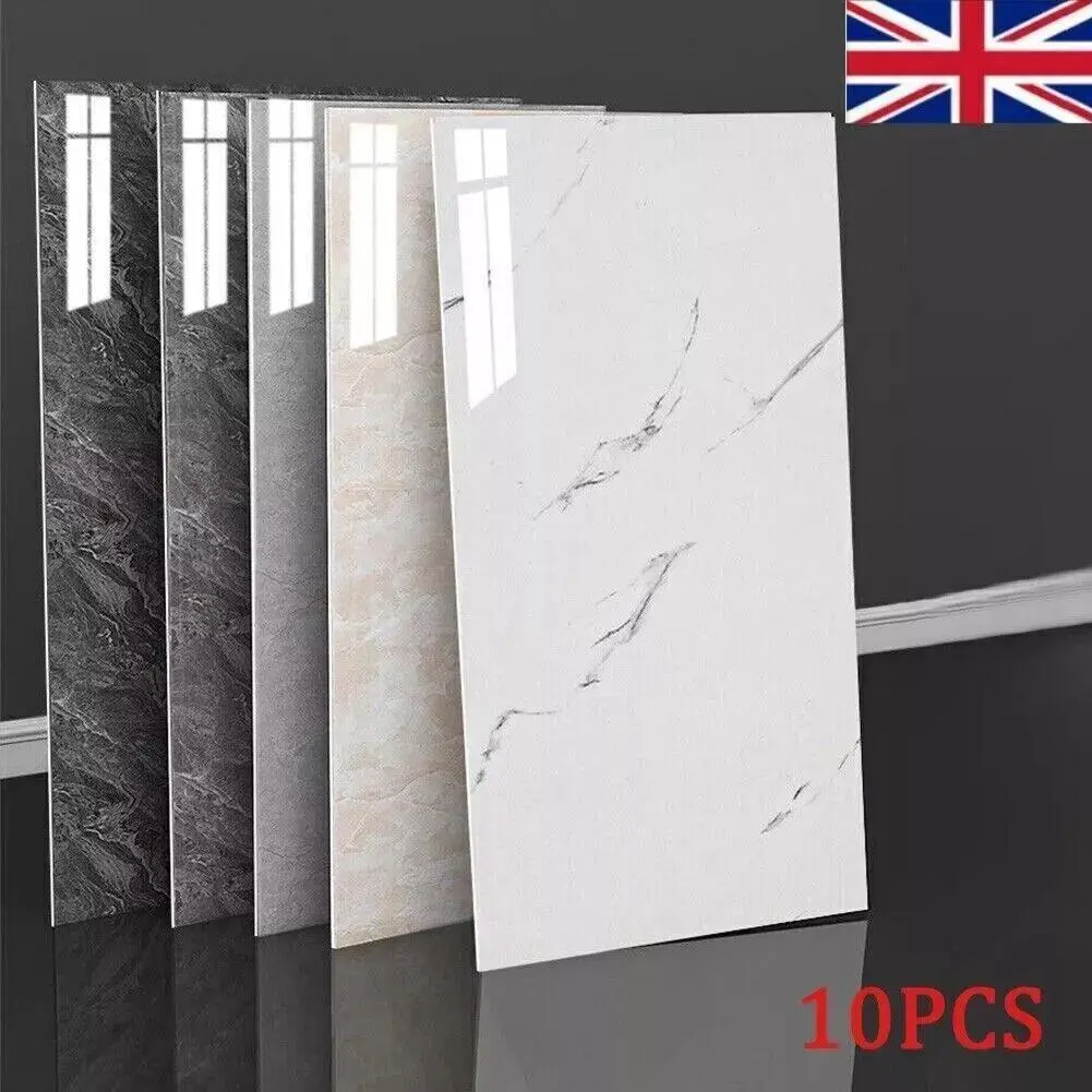10 Pack Self-Adhesive Marble Tiles Sticker Stick On Wall Floor Kitchen Bathroom Decor Decorative