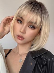 10inch Women's Natural Straight Short Wig with Bang, Casual Trendy Synthetic Hair Extensions, Fashion Hair Wigs For Cosplay, Anime & Costume Party