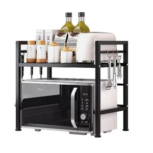 2 Tier Expandable Microwave oven Rack Stand Storage Holder Kitchen Corner Shelf Organiser