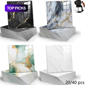 Self Adhesive Wall Sticker, 20pcs/set Faux Marble Pattern Wall Decal, Decorative Sticker for Home Kitchen & Bathroom, Decoration