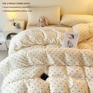 Polka Dot Print Bedroom Bedding Set, Boho Style Fitted Sheet and Pillowcases, Includes Zipper Closure, Easy Care, All Seasons Use