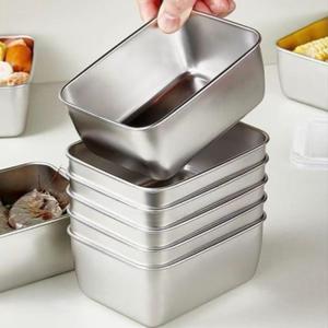 Stainless Steel Food Storage Box with Lid, 3/6 Counts Portable Food Storage Container, Rectangular Food Storage Box for Home Kitchen Office Outdoor Picnic