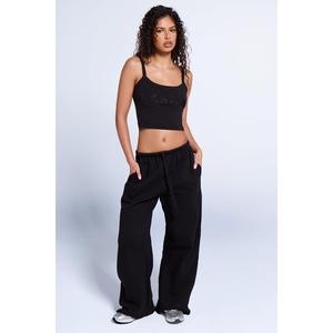 Kaiia Logo Wide Leg Joggers Black On Black