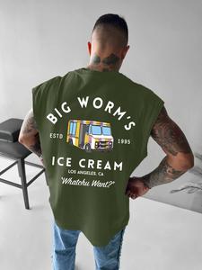 Men's Letter Print Round Neck Tank Top, Loose Street Fashion Casual Crew Neck Sleeveless Vest for Daily Wear, Men's Clothes for All Seasons