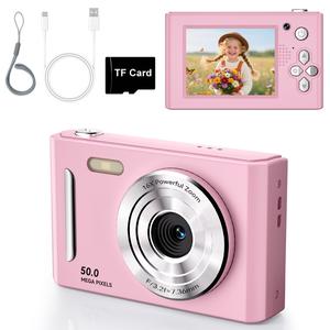 2.4 Inch Screen Digital Camera, 50MP 1080P Digital Video Camera with 32GB SD Card, Anti-shake Camera with Music Player for Birthday Gift