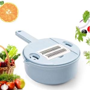 Multifunctional Vegetable Chopper, 12pcs/set Vegetable Cutter with 6 Counts Blades & Brush & Container, Kitchen Gadgets for Home Use, Utensils