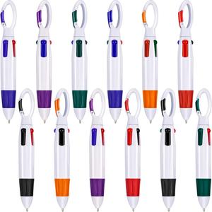 Retractable Shuttle Pen, 12pcs 4 Color Neon Ballpoint Pen, Top Multi-Color Carabiner Keychain, Funny Teacher Pens for Office School Supplies Students Gift