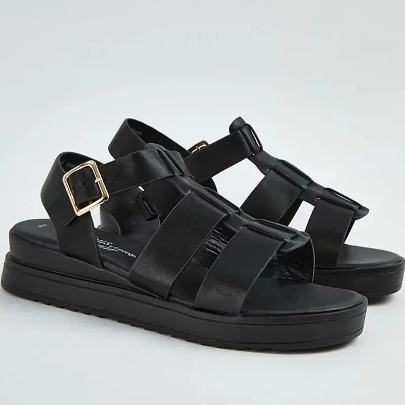 Black Fisherman Sandals with Buckle UKSIZE (3-8)