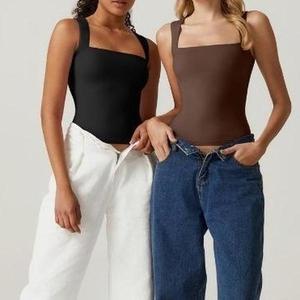 Clearance sale discount-Modal material Women's Square Neck Sleeveless Double-Layer Tank Tops Basic Tight T Shirts Casual Comfort for Underwear - Womenswear