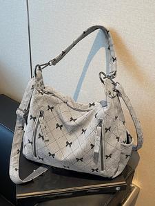 Women's Fashionable Colorblock Corduroy Crossbody Tote Bag, Casual Versatile Zipper Shoulder Bag for Daily Used,   Trendy All-match Commuter Bag