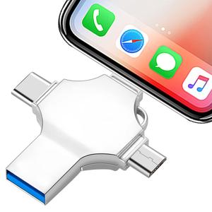 USB Flash Drive, 4-in-1 OTG Memory Stick, Plug and Play External Storage Compatible with iPhone iPad Android Phones PC, Phone Accessories, Portable Flash Drive, Thumb Drive, USB Drives, Pendrive