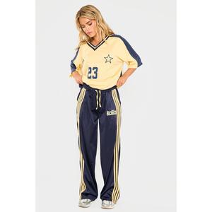 Kaiia Printed Tricot Joggers Navy & Yellow