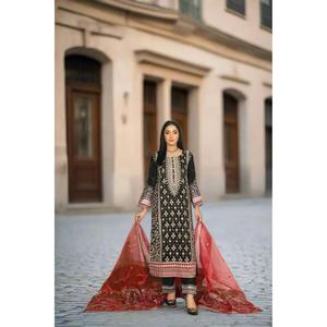 S Creations | Embroidered Organza Readymade | SC107 (Black)