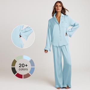 Azazie Ruffled Satin Long Sleeve Pajama Lounge Set Gift ideas Christmas gift
