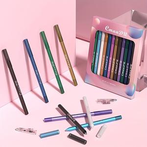 12 Color Comfort Long Lasting Eyeliner Pencils, 12pcs Quick Drying Skincare Eyeliner Pen Easy To Apply for Eye Makeup, Cosmetic Kit, Summer Makeup, Lipliner Makeup, Christmas Gift