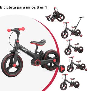 【ChristmasGifts】JMMD Multifunctional 6 in 1 Kids Balance Bike Includes Training Wheels, Adjustable Footrests & Push Handle | Riding Toy with Brakes and Kickstand | First Birthday Gift for Boys & Girls | Boys' Tricycle