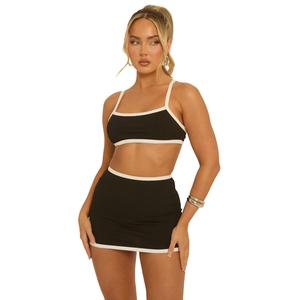 Bettina Womenswear Rebellious Fashion Contrast Bralet and Mini Skirt Co-Ord