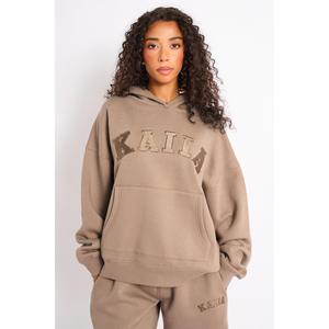 Kaiia Slogan Oversized Hoodie Latte