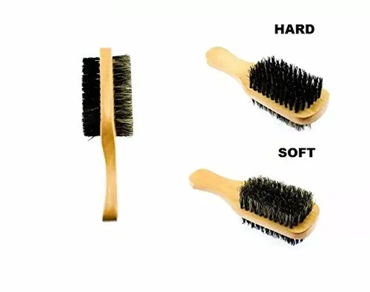 Mini Boar Bristles Club Brush 2 in 1 Soft & Hard Bristles for Hair & Beard Care
