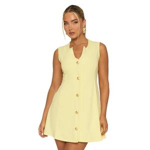 Bari Womenswear Rebellious Fashion Tailored Gold Button Detail Mini Dress