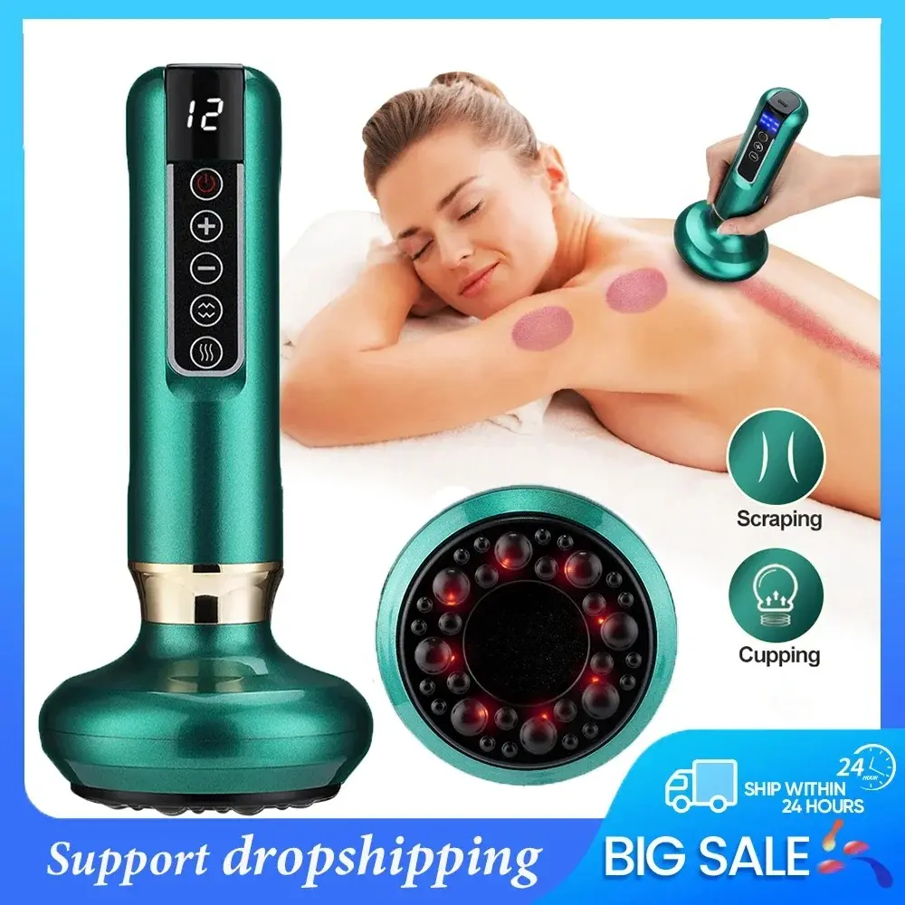 12 Levels Intelligent Cupping Massager Negative Pressure Infrared Heating Wireless Scraping Apparatus Dredge Meridian Relax