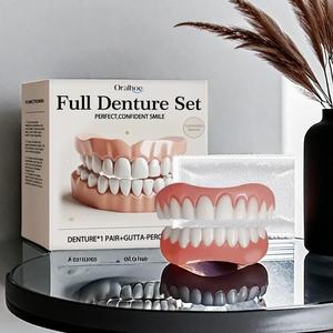 Full Denture Set, 1 Pair Denture & 1pc Gutta-percha, Denture Care Products for Women & Men, Oral Care Products for Daily Use