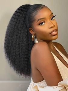 Long Curly Ponytail Extension, Natural Fluffy Drawstring Ponytail, Synthetic Afro Straight Ponytail for Women, Synthetic Wavy Curly
