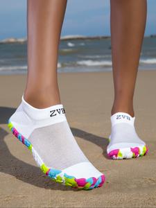 Women's Wide Fit Water Shoes, Yoga Shoes, Rubber Sole, Elastic Textile Upper, Soft Comfortable Lightweight, All Season Use