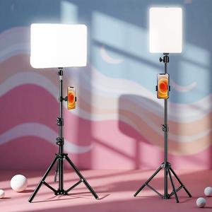 63 Inch Flexible Tripod Stand, 10 Inch Selfie Ring Light, Three Color Adjustable LED Light, Live Streaming Video Conference Lamp