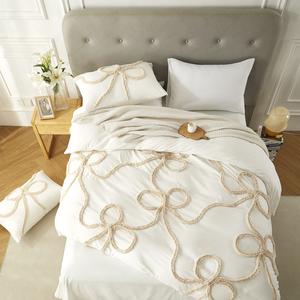 Bow pattern Duvet Cover Set, Boho Tufted Comforter Sets with Zipper Closure, Including1 Duvet Cover & 1/2 Pillowcase without Filler, Soft Comfortable Bedding Set for Home Bedroom
