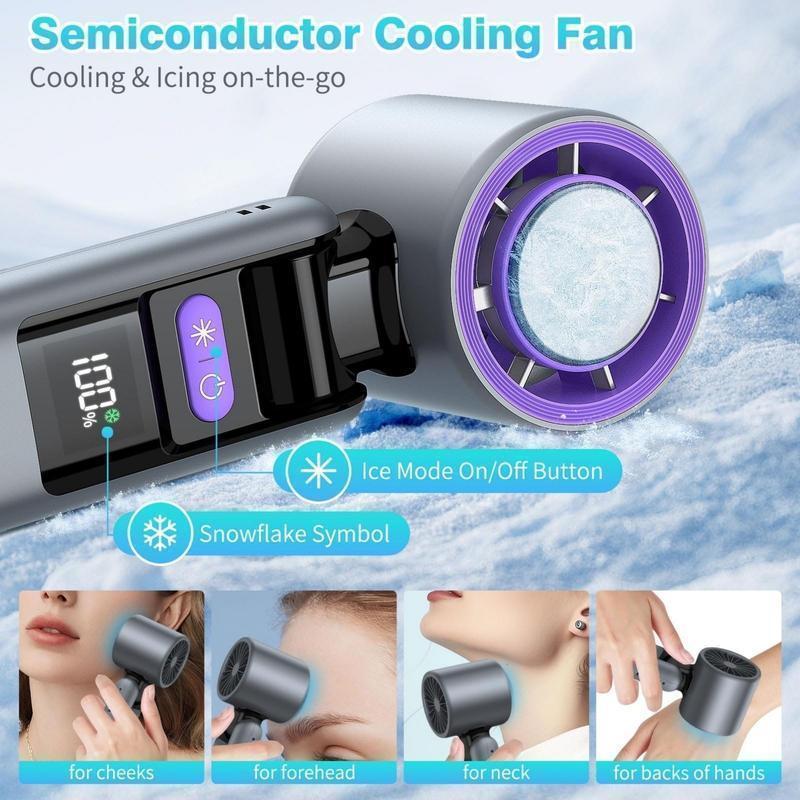 Portable Handheld Turbo Fan, 5 Gear Wind Rechargeable Handheld Fan, Air Turbo Tech Cooling Fan for Outdoor Activities, Travel, Working