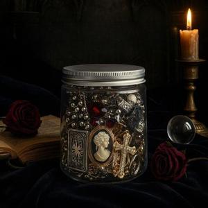 Jollyhit Light Gothic&Witchy Mystery Jewelry Jar – 30/50PCS Gift-Wrapped Costume Jewelry Set with Rings, Necklaces & Earrings, Gothic & Punk Aesthetic Gift