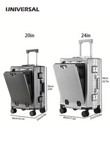 20 Inch Front Opening Trolley Case with USB Charging, Durable ABS PC Material, Large Capacity with Iron Handle and Rotating Wheels