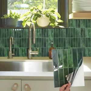 5/10/20/30pcs 3D Mosaic Self-Adhesive Wall Stickers, Waterproof Fireproof Decorative Peel and Stick Wallpaper Designs for Kitchen Bathroom Living Room Dining Area