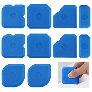 10pcs Sealant Finishing Tool Kit with 23 Reusable Shapes, Multi-Edge Seam Scraper for Kitchen Counter, Bathroom & Ceramic Floors – Blue
