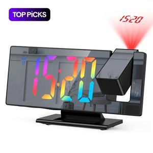 180° Arm Projection Alarm Clock, 1 Count USB Plug-in Digital Alarm Clock, Snooze Table Clock, 12/24H Projector LED Clock, Home Decor