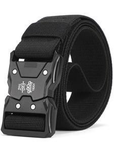 Men's Fashion Solid Color Elastic Tape Belt As Gift, Tactical Quick Release Snap Leisure Belt, Casual Nylon Belt for Daily Use