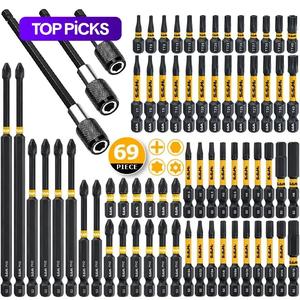 Magnetic Impact Rated Nut Driver with Screw Drill Bit Set, Long Screwdriver Bit Set, Tamper Proof Star Drill Bit Set with CNC Machining Head & Drill Bit Extender #TOP PICKS