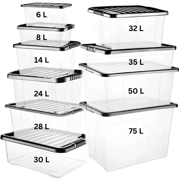 Clear Plastic Storage Boxes with Lids For Home and Office, Stackable Box Kitchen and Room Organizer