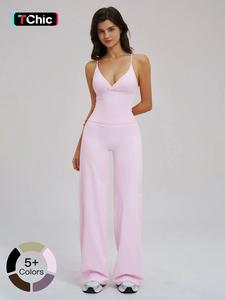 Cross-Border Brushed Sportswear Set, Wide-Leg Backless Casual, Outdoor Cycling Running Yoga Set, Comfortable and Stylish