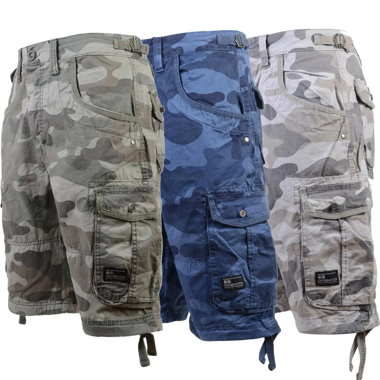 CROSSHATCH Camo Shorts New Mens Army Camouflage Knee Length Combat Jeans Holiday Summer Shorts by JEANBASE