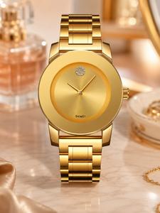 Women's Elegant Round Dial Quartz Watch, Fashion Waterproof Watch for Party, Daily Clothing Decor, Trendy All-match & Exquisite Watch for Birthday Gift, Girlfriend Gifts