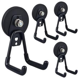 2/4 Pack Black Heavy Duty Magnetic Garage Hooks, Strong Large Magnet Hooks, Suitable for Electric Drills, Gardening Tools, Hoses, Pegboards, Garages, Workshops, Indoor and Outdoor Hanging Magnetic Storage Hooks, U Shaped Hook